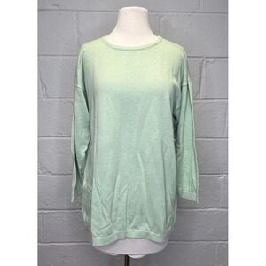 Amina Rubinacci Italy Pistachio Green Cotton Sweater Button Sleeve Coastal Lux